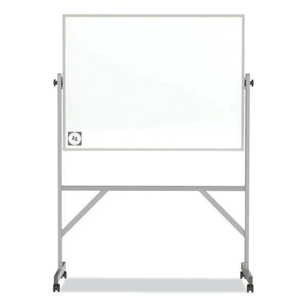 Ghent Reversible Magnetic Hygienic Porcelain Whiteboard, Satin Aluminum Frame/Stand, 48x36, White Surface ARM4M434